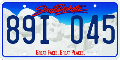 SD license plate 89IO45