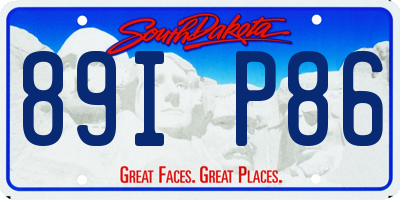 SD license plate 89IP86