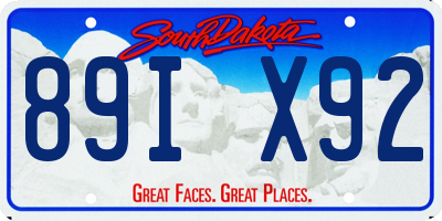 SD license plate 89IX92