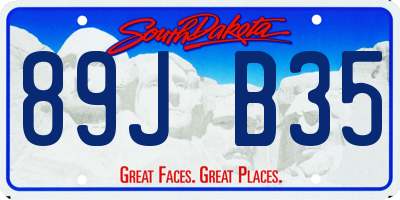 SD license plate 89JB35