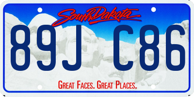 SD license plate 89JC86