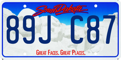 SD license plate 89JC87