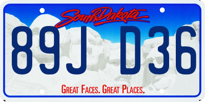 SD license plate 89JD36