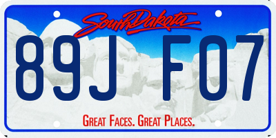 SD license plate 89JF07