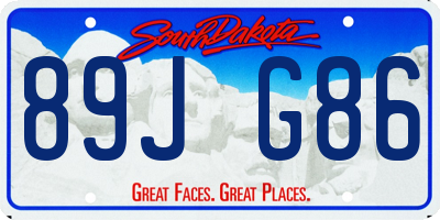 SD license plate 89JG86