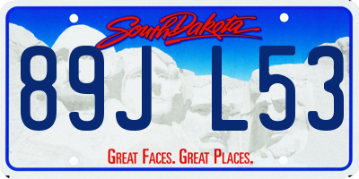 SD license plate 89JL53