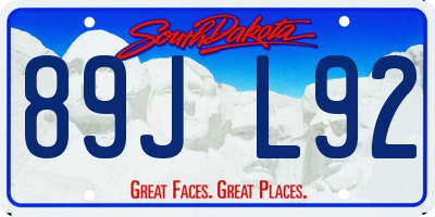 SD license plate 89JL92