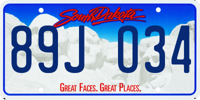 SD license plate 89JO34