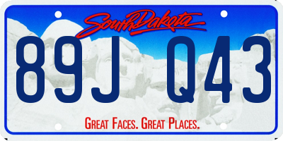 SD license plate 89JQ43
