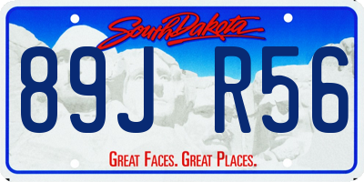 SD license plate 89JR56