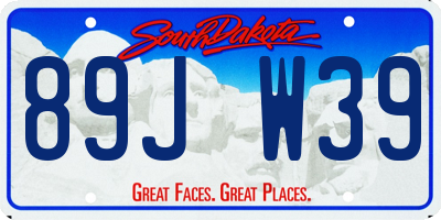 SD license plate 89JW39