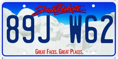SD license plate 89JW62