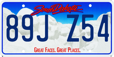 SD license plate 89JZ54