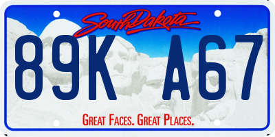 SD license plate 89KA67