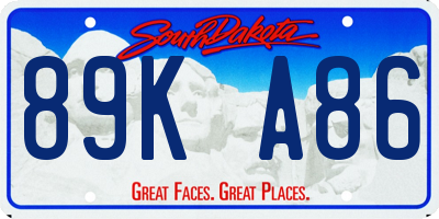 SD license plate 89KA86