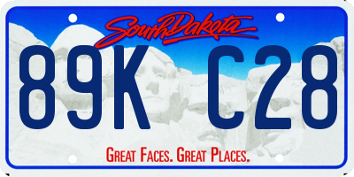 SD license plate 89KC28