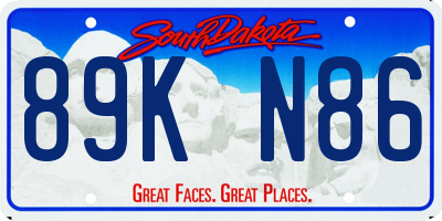 SD license plate 89KN86