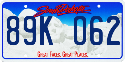 SD license plate 89KO62