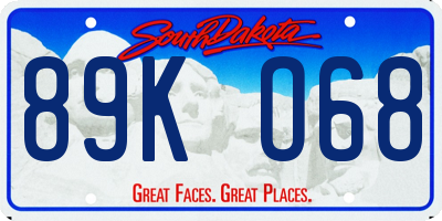SD license plate 89KO68