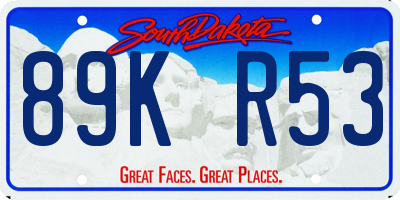 SD license plate 89KR53