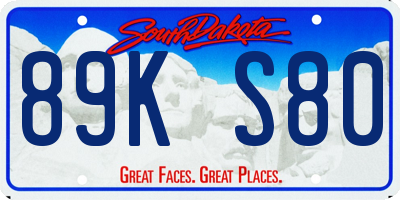 SD license plate 89KS80