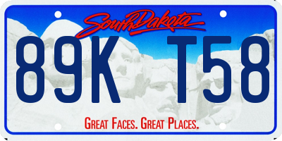 SD license plate 89KT58