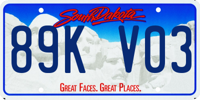 SD license plate 89KV03