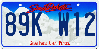 SD license plate 89KW12