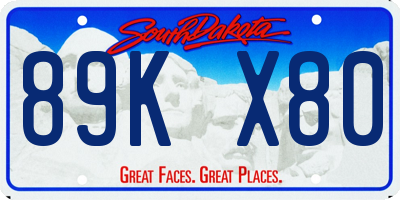 SD license plate 89KX80