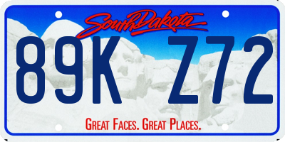SD license plate 89KZ72