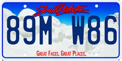 SD license plate 89MW86