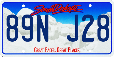 SD license plate 89NJ28