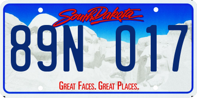 SD license plate 89NO17