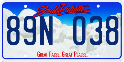 SD license plate 89NO38