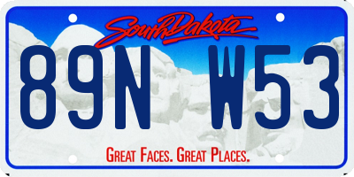 SD license plate 89NW53