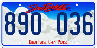 SD license plate 89OO36