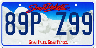 SD license plate 89PZ99