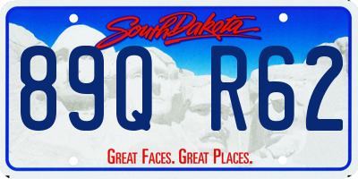 SD license plate 89QR62