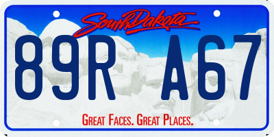 SD license plate 89RA67