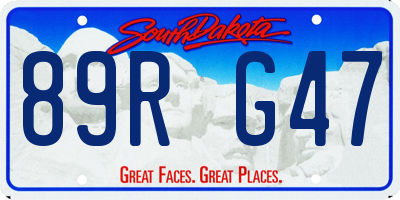 SD license plate 89RG47