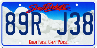 SD license plate 89RJ38