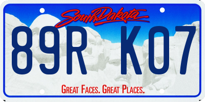 SD license plate 89RK07