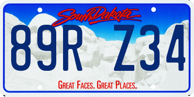 SD license plate 89RZ34