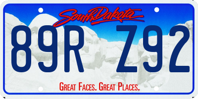 SD license plate 89RZ92