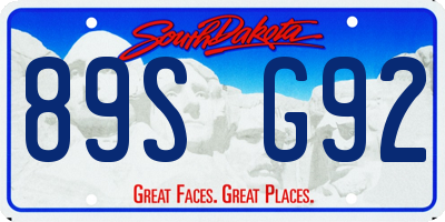 SD license plate 89SG92
