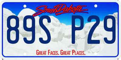 SD license plate 89SP29