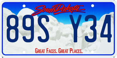 SD license plate 89SY34