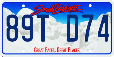 SD license plate 89TD74