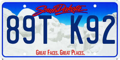 SD license plate 89TK92
