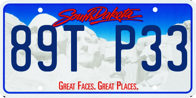 SD license plate 89TP33